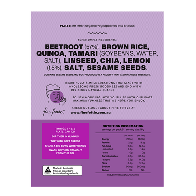 Organic Beetroot with Lemon Zest Flats - Healthy Snacks