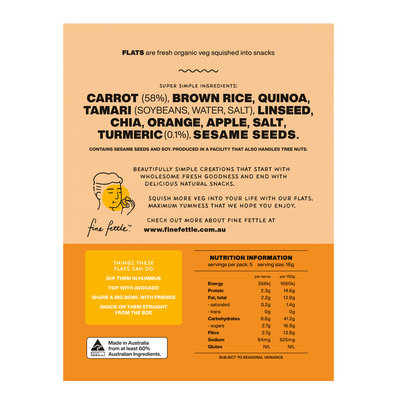 Organic Carrot with Turmeric Flats - Healthy Snacks